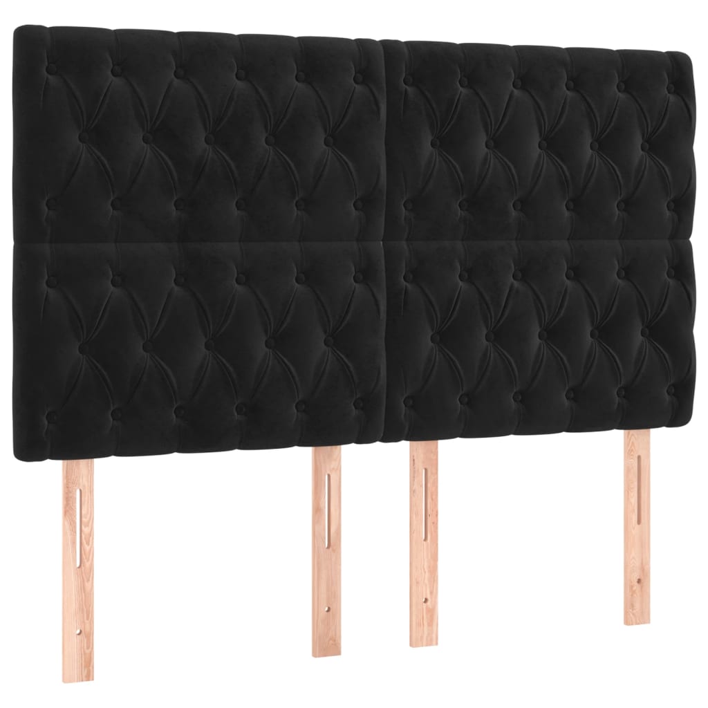 vidaXL Κρεβάτι Boxspring με Στρώμα & LED Μαύρο 140x200 εκ. Βελούδινο