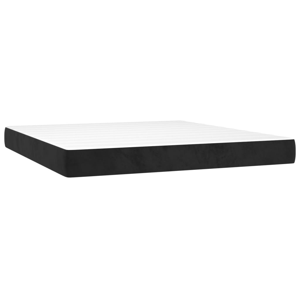 vidaXL Κρεβάτι Boxspring με Στρώμα & LED Μαύρο 160x200 εκ. Βελούδινο