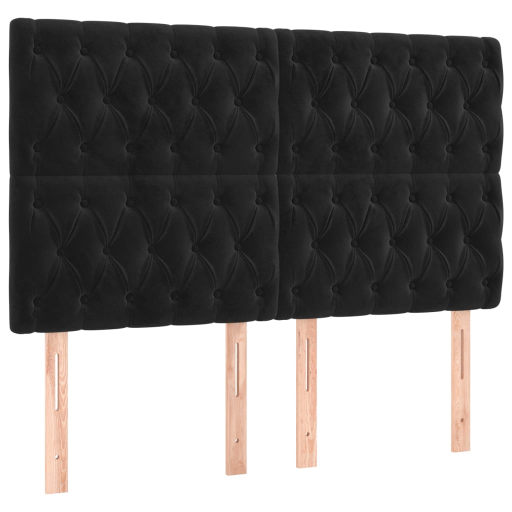 vidaXL Κρεβάτι Boxspring με Στρώμα & LED Μαύρο 160x200 εκ. Βελούδινο