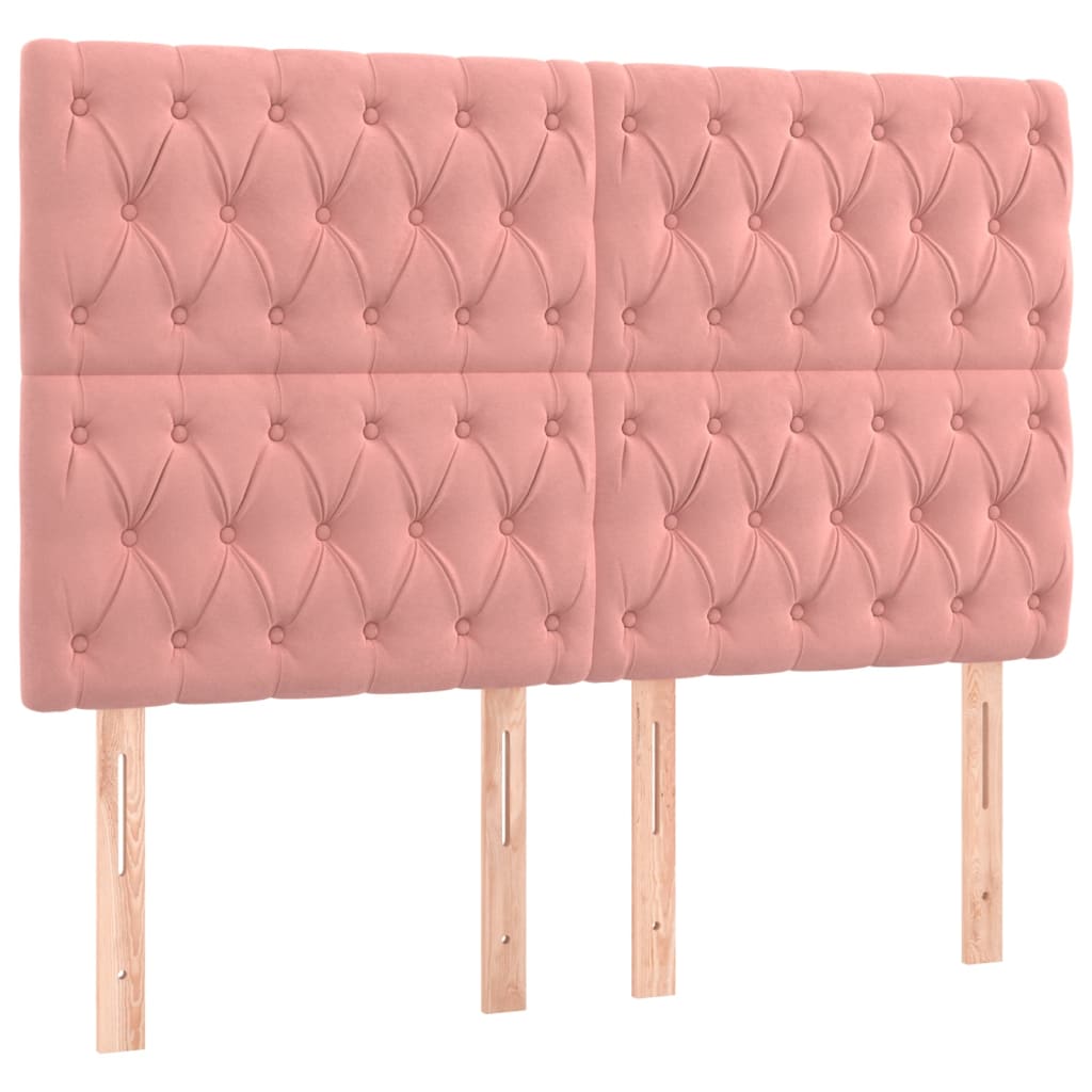 vidaXL Κρεβάτι Boxspring με Στρώμα & LED Ροζ 180x200 εκ. Βελούδινο