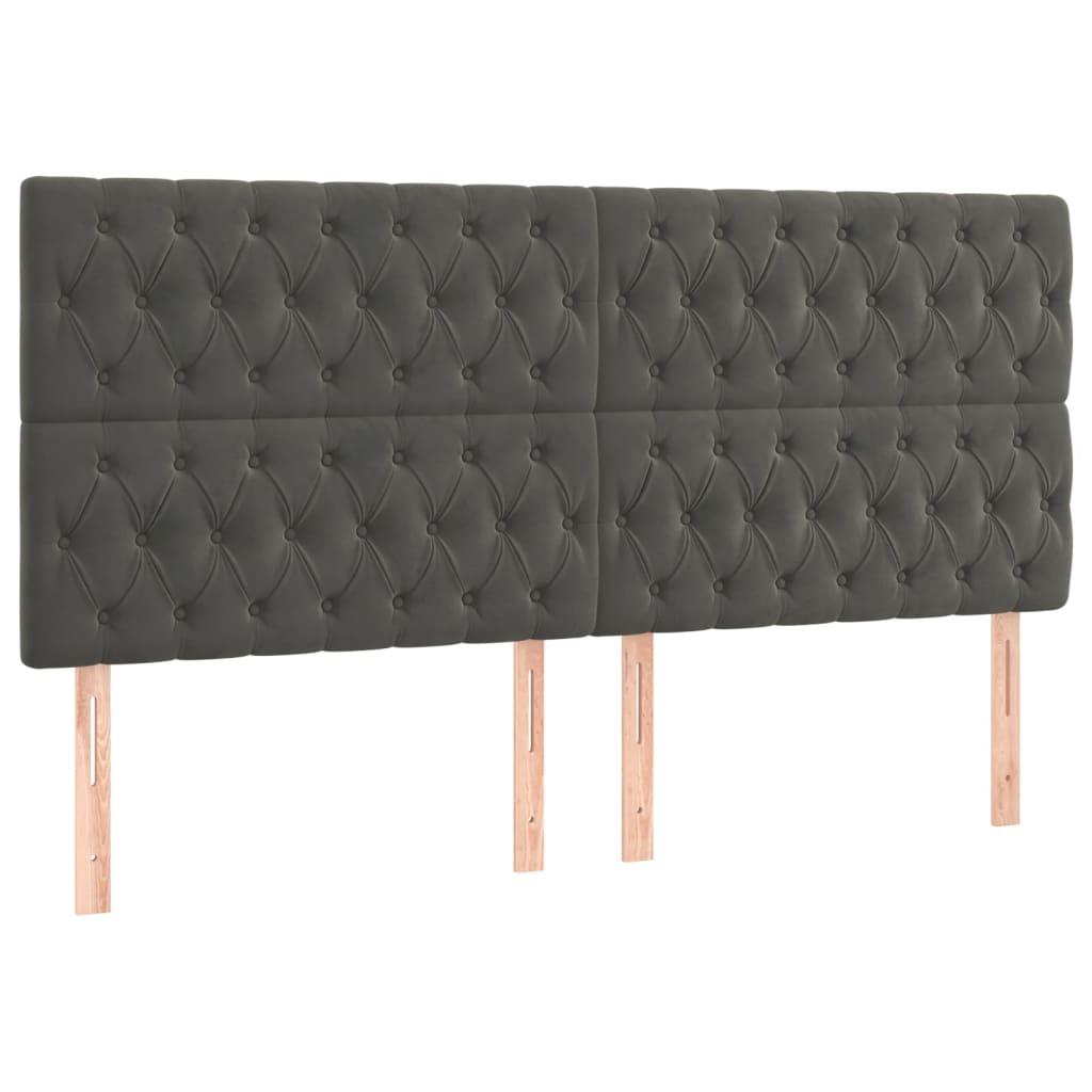 vidaXL Κρεβάτι Boxspring με Στρώμα & LED Σκ. Γκρι 200x200εκ. Βελούδινο