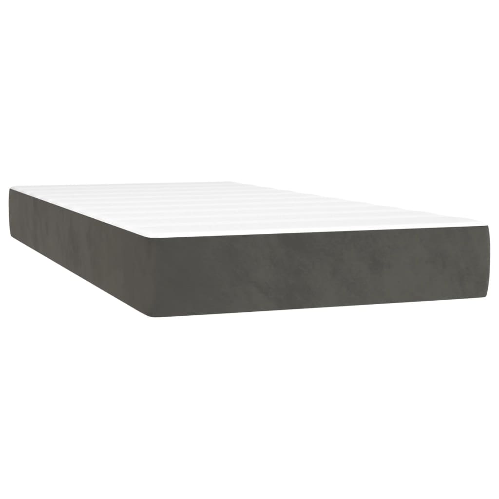 vidaXL Κρεβάτι Boxspring με Στρώμα & LED Σκ. Γκρι 80x200 εκ. Βελούδινο