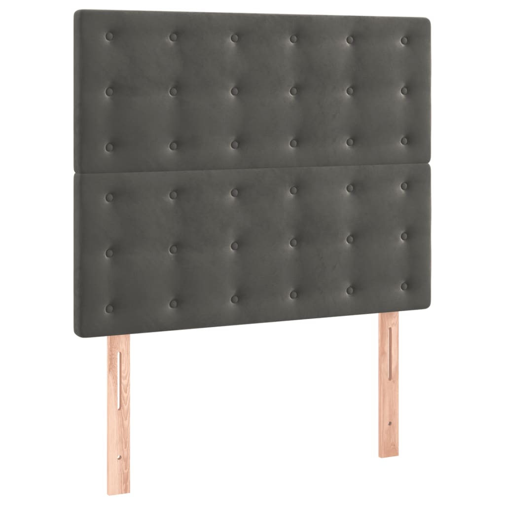 vidaXL Κρεβάτι Boxspring με Στρώμα & LED Σκ. Γκρι 80x200 εκ. Βελούδινο