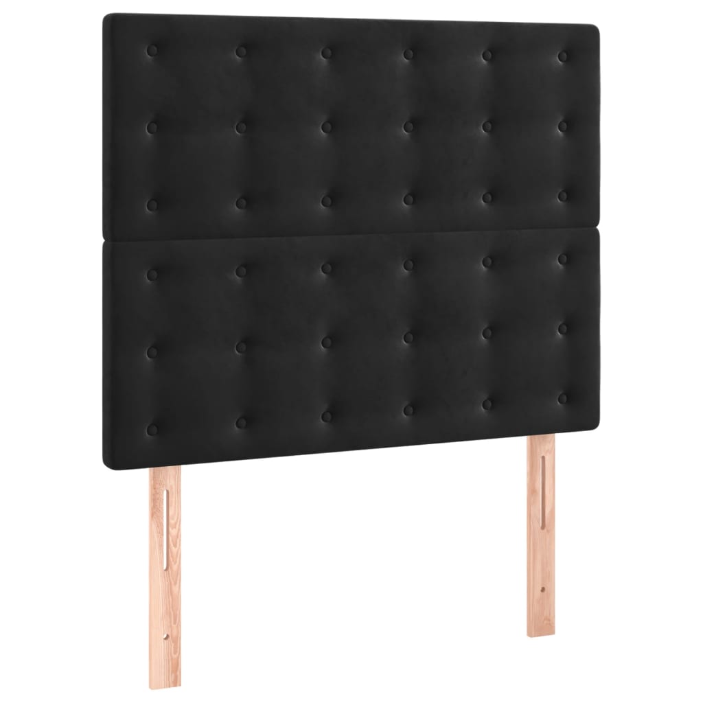 vidaXL Κρεβάτι Boxspring με Στρώμα & LED Μαύρο 80x200 εκ. Βελούδινο