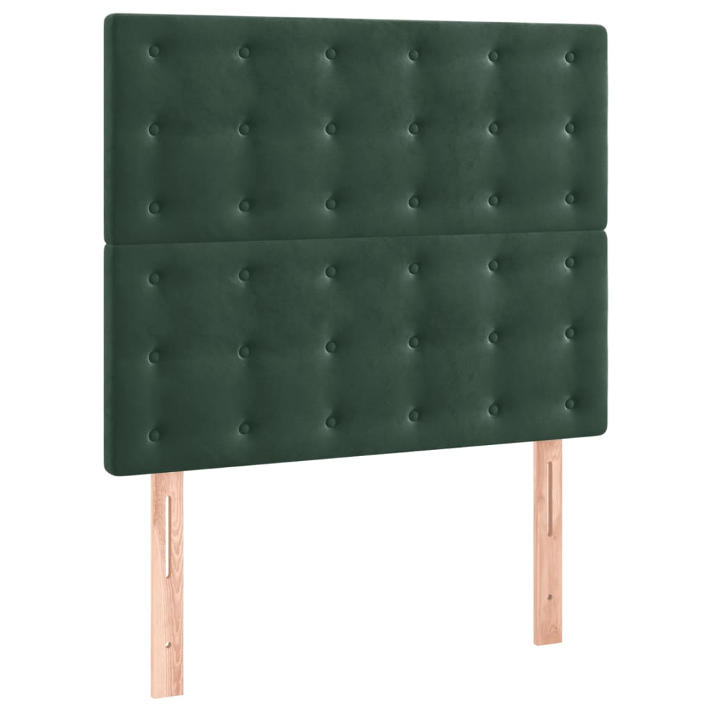 vidaXL Κρεβάτι Boxspring με Στρώμα & LED Σκ. Πράσινο 80x200 εκ Βελούδο