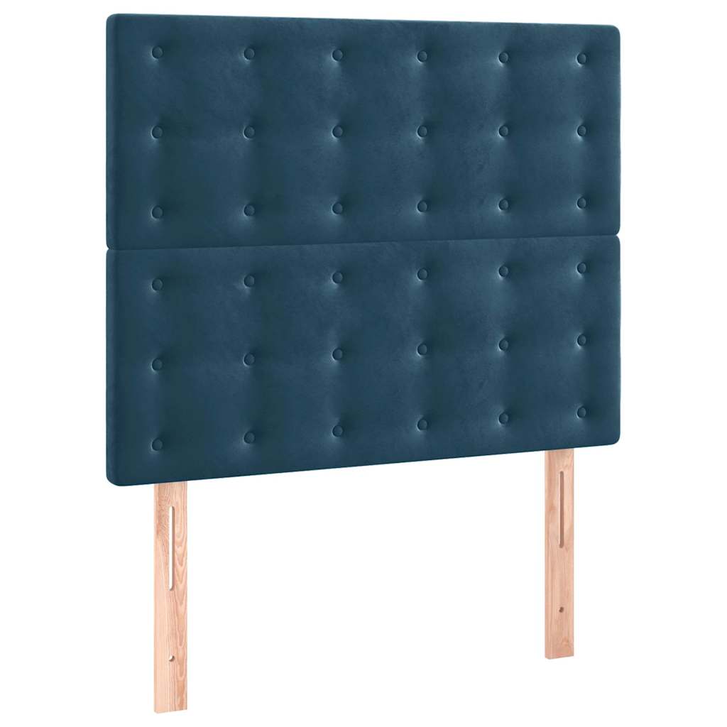 vidaXL Κρεβάτι Boxspring με Στρώμα & LED Σκ. Μπλε 90x190 εκ. Βελούδινο