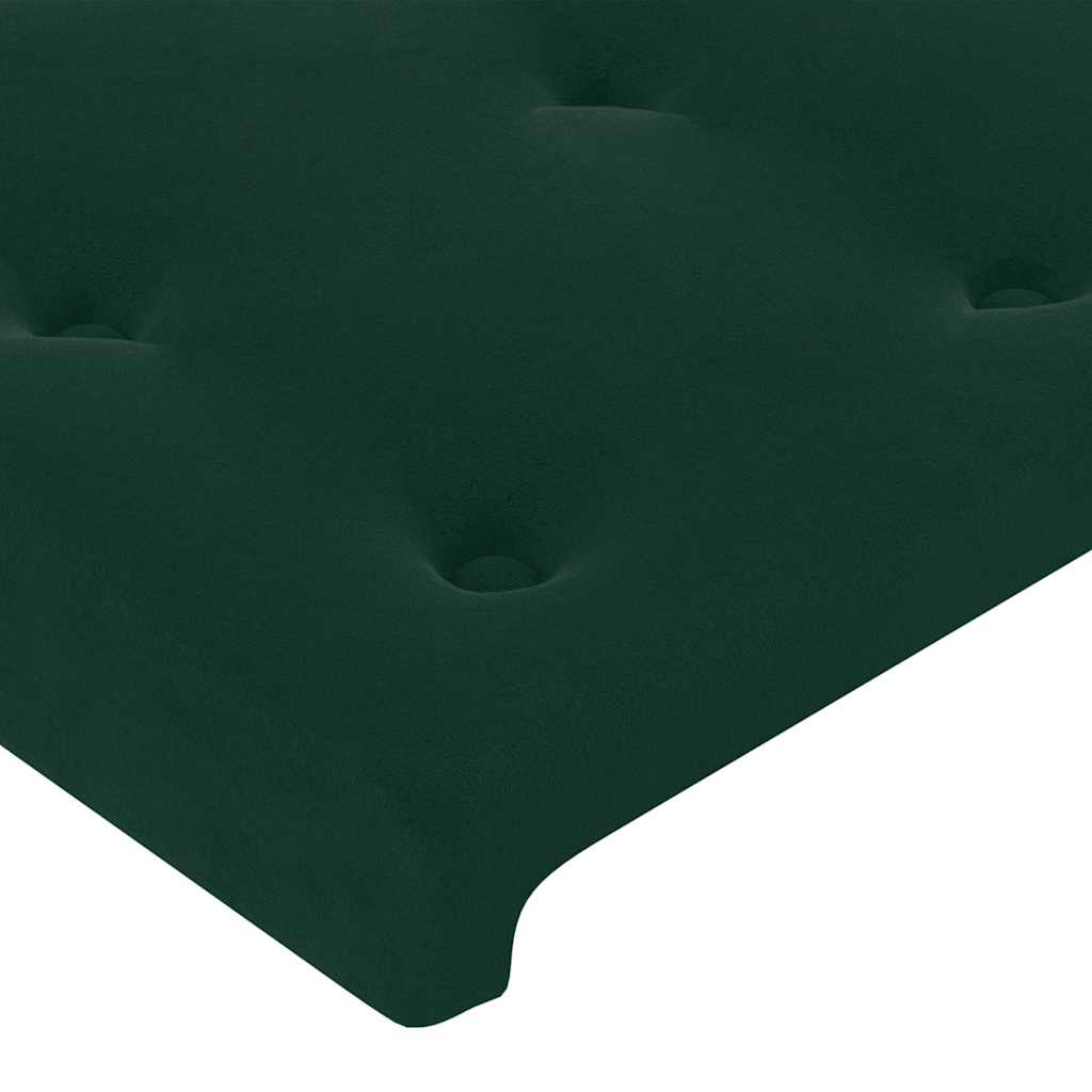 vidaXL Κρεβάτι Boxspring με Στρώμα & LED Σκ. Πράσινο 90x200 εκ Βελούδο