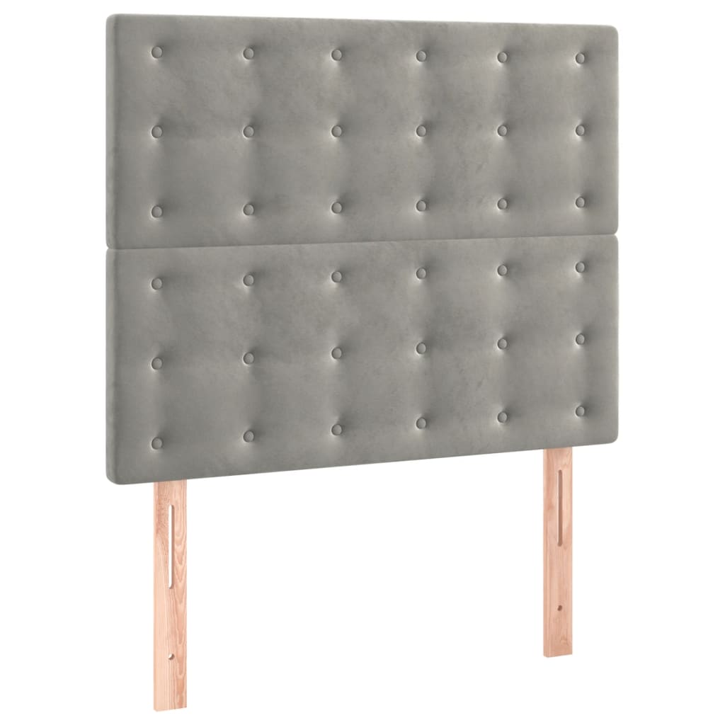 vidaXL Κρεβάτι Boxspring με Στρώμα & LED Αν.Γκρι 100x200 εκ. Βελούδινο