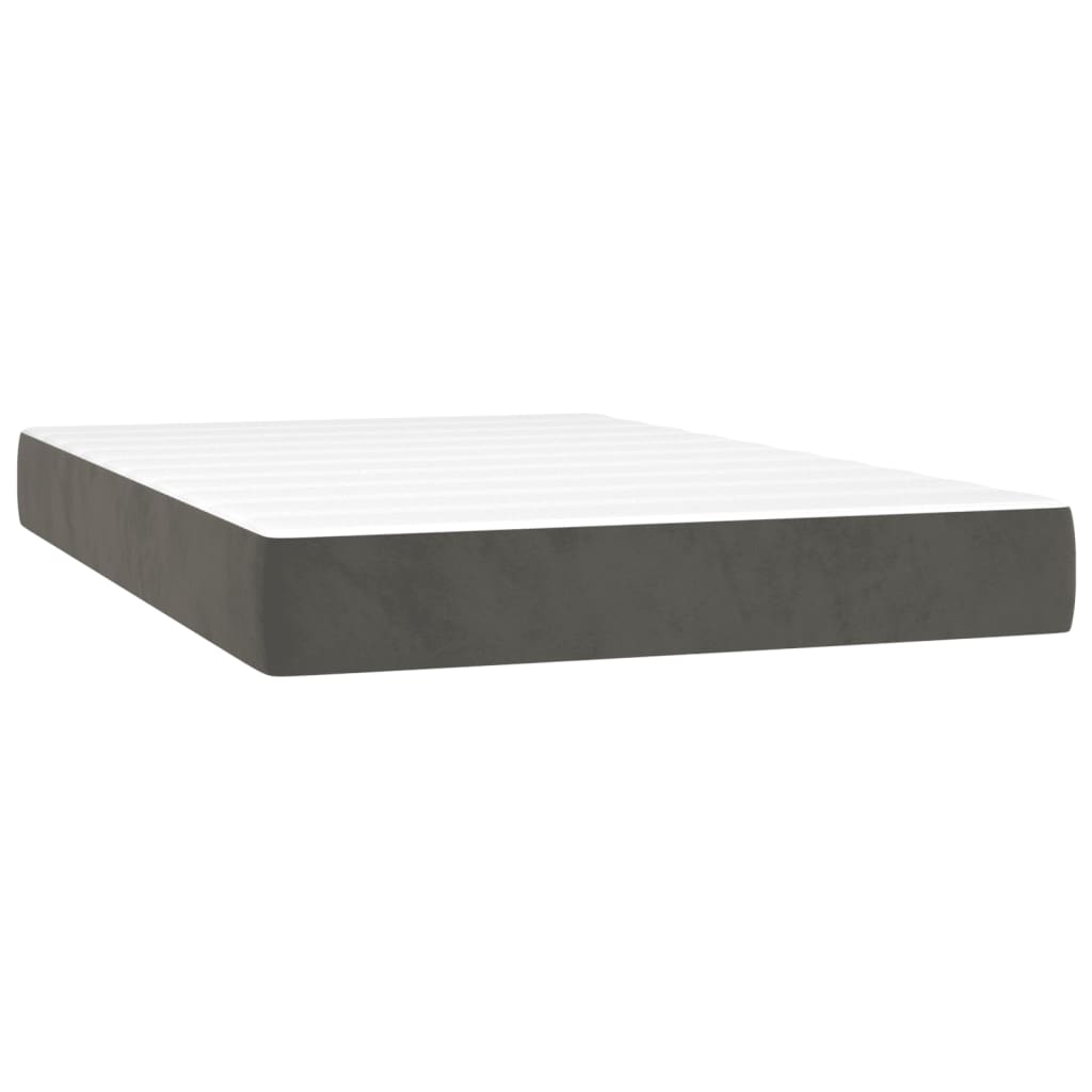 vidaXL Κρεβάτι Boxspring με Στρώμα & LED Σκ. Γκρι 120x200εκ. Βελούδινο