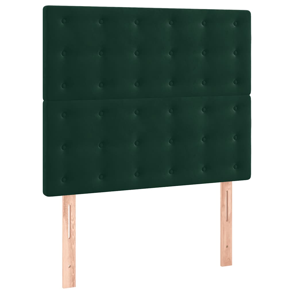vidaXL Κρεβάτι Boxspring με Στρώμα & LED Σκ. Πράσινο 120x200εκ Βελούδο