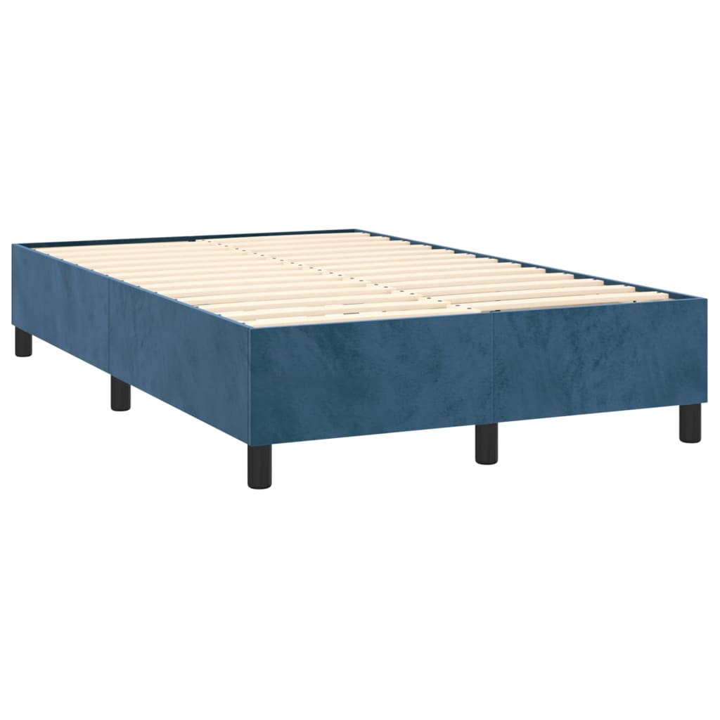 vidaXL Κρεβάτι Boxspring με Στρώμα & LED Σκ. Μπλε 120x200εκ. Βελούδινο