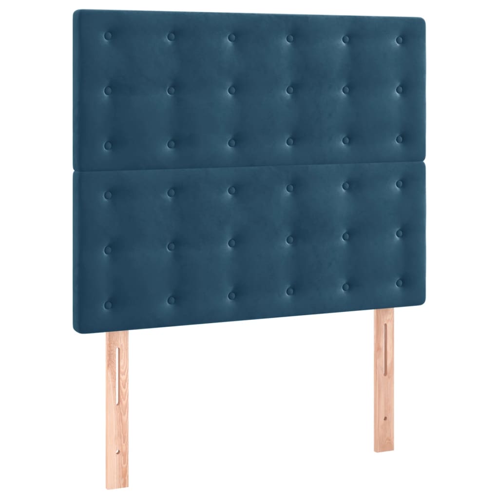 vidaXL Κρεβάτι Boxspring με Στρώμα & LED Σκ. Μπλε 120x200εκ. Βελούδινο