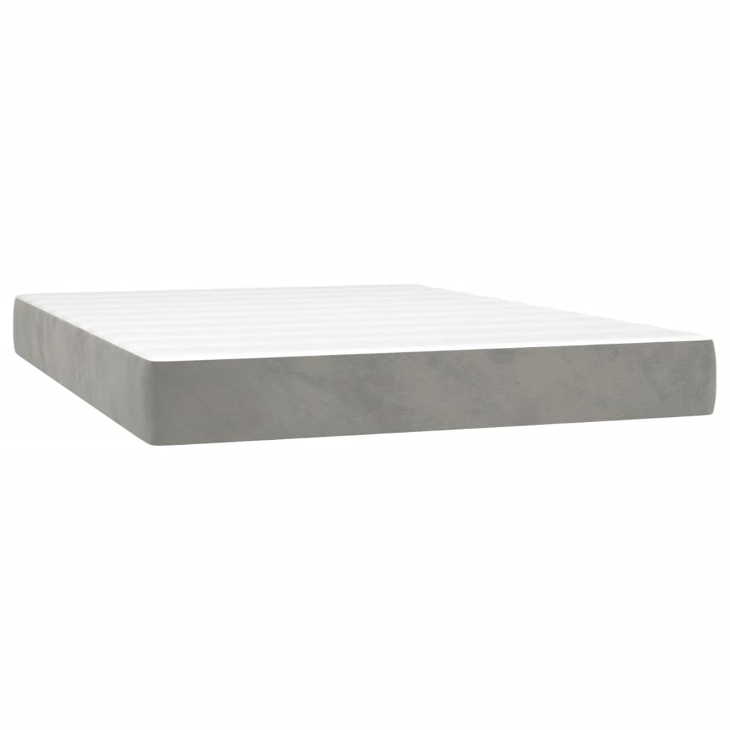 vidaXL Κρεβάτι Boxspring με Στρώμα&LED Αν. Γκρι 140x190 εκ. Βελούδινο