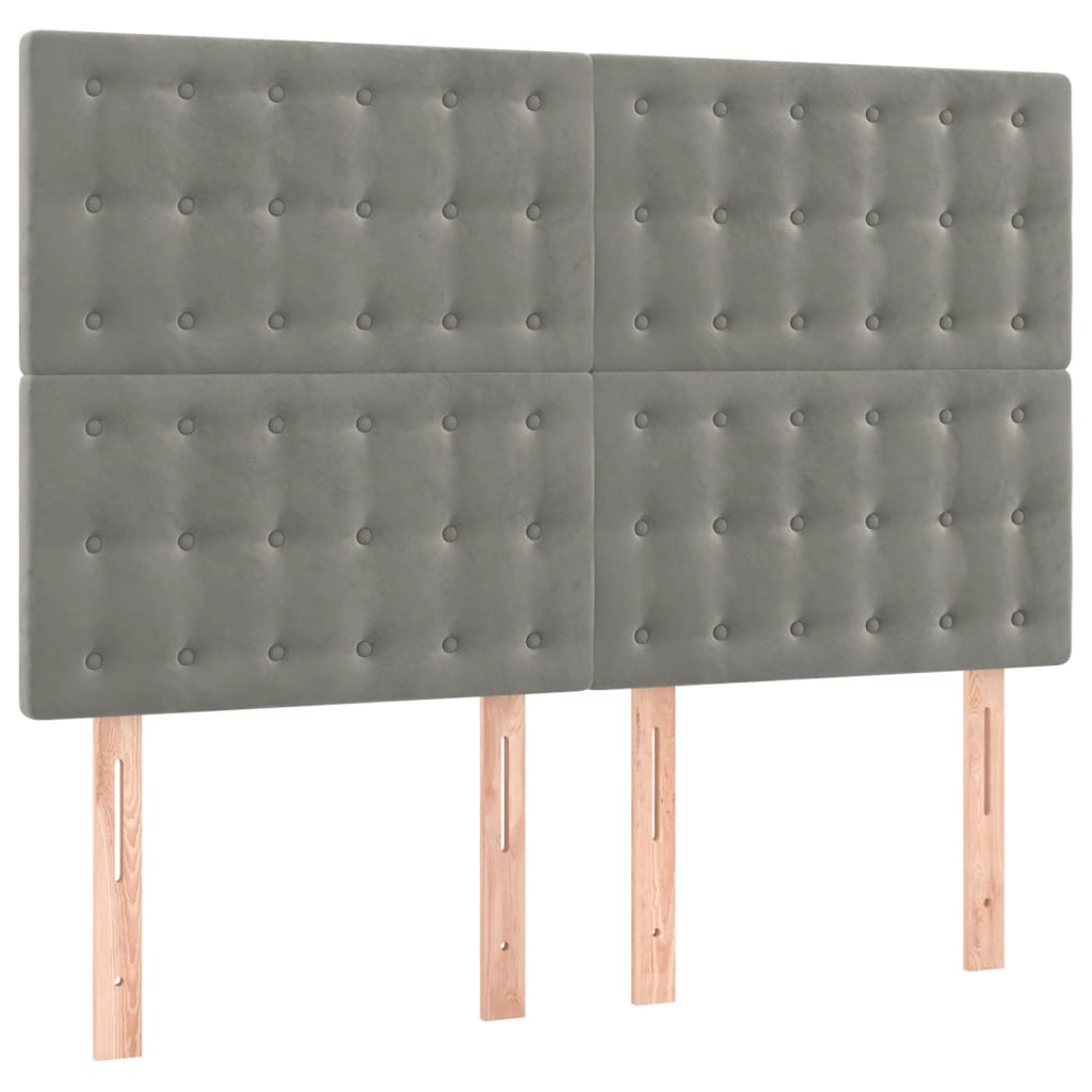 vidaXL Κρεβάτι Boxspring με Στρώμα&LED Αν. Γκρι 140x190 εκ. Βελούδινο