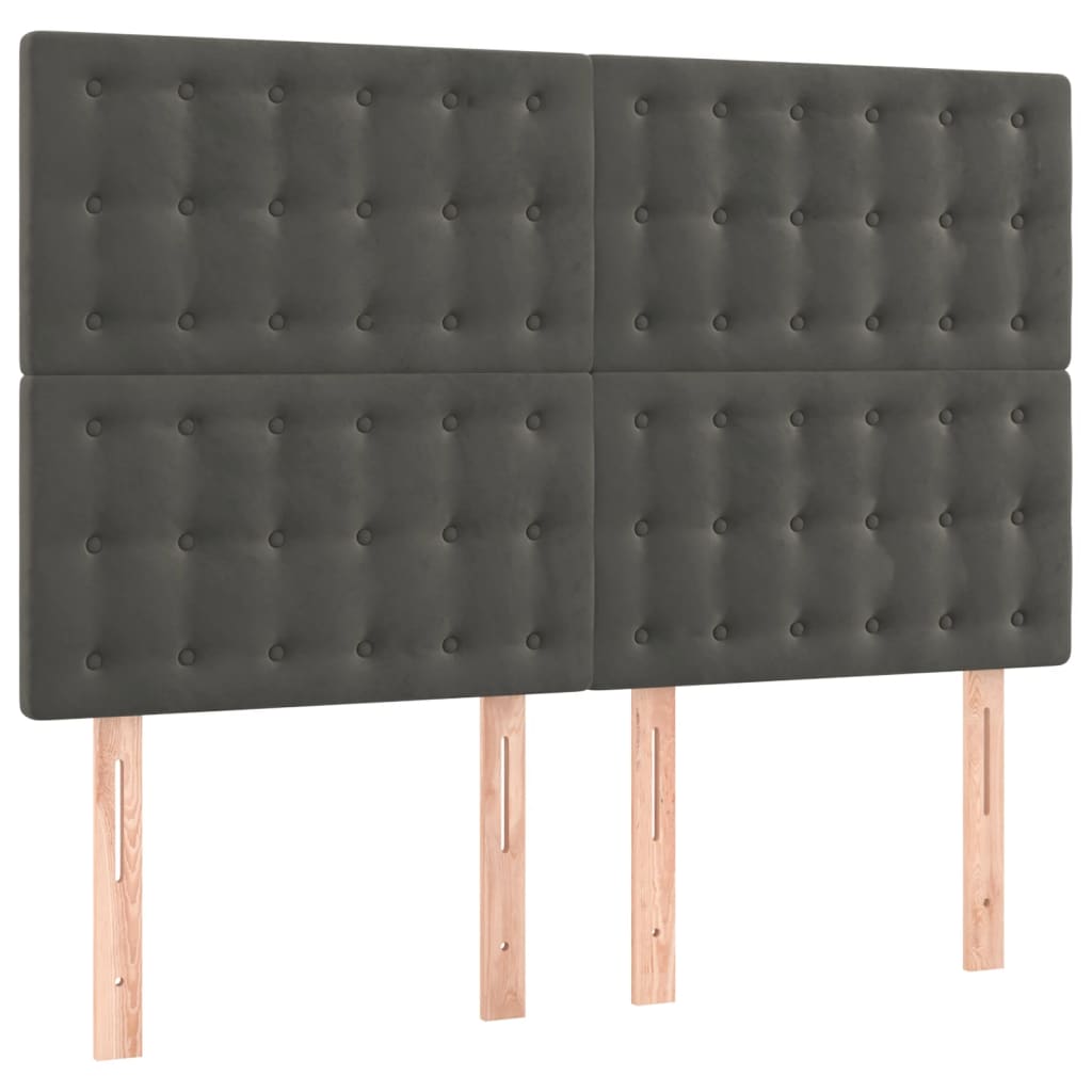 vidaXL Κρεβάτι Boxspring με Στρώμα & LED Σκ. Γκρι 140x190εκ. Βελούδινο