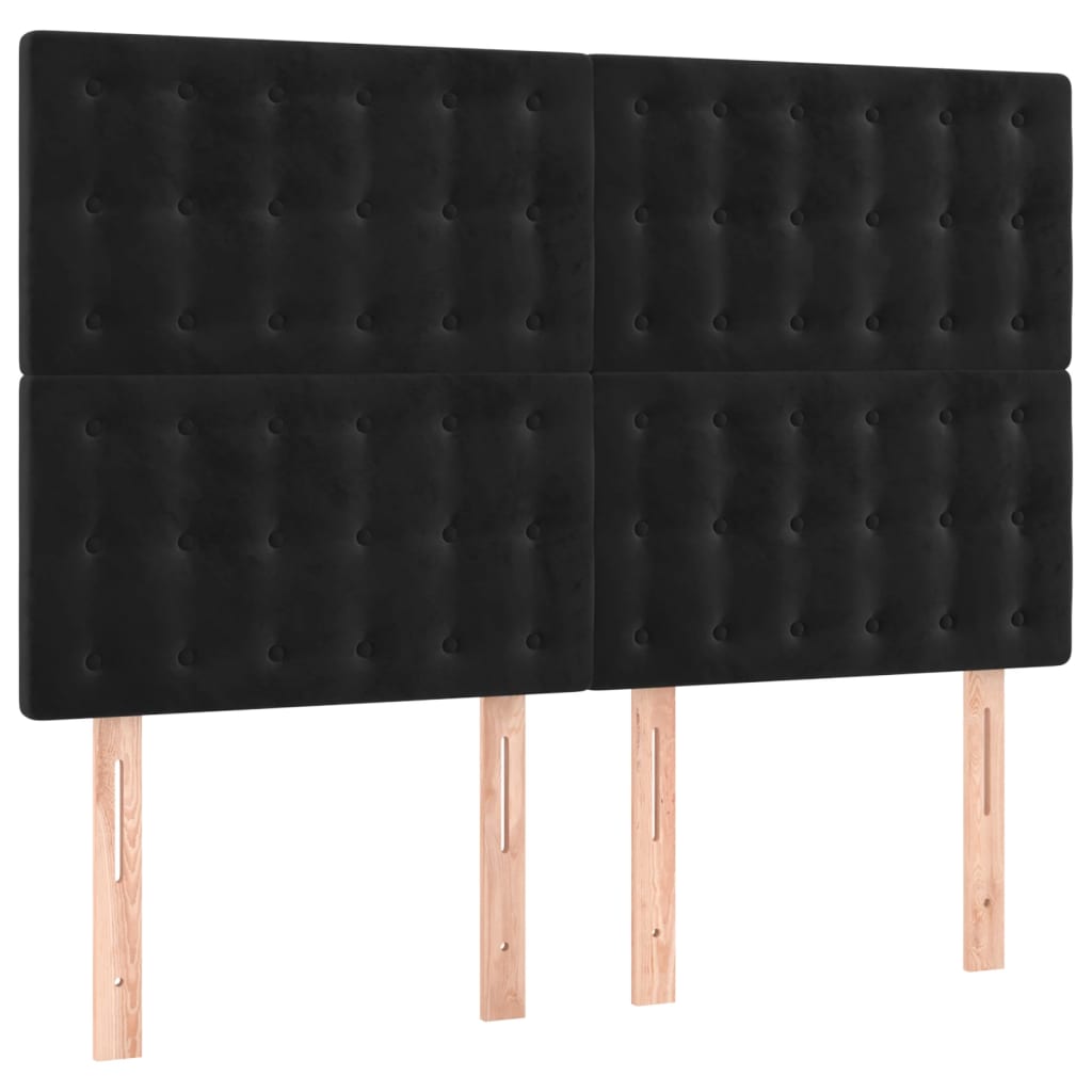 vidaXL Κρεβάτι Boxspring με Στρώμα & LED Μαύρο 140x190 εκ. Βελούδινο