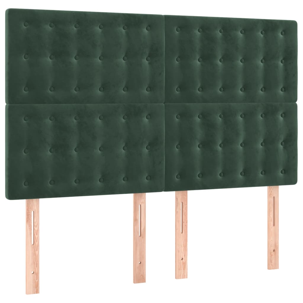 vidaXL Κρεβάτι Boxspring με Στρώμα & LED Σκ. Πράσινο 140x190εκ Βελούδο