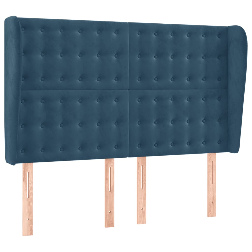 vidaXL Κρεβάτι Boxspring με Στρώμα & LED Σκ. Μπλε 140x200εκ. Βελούδινο