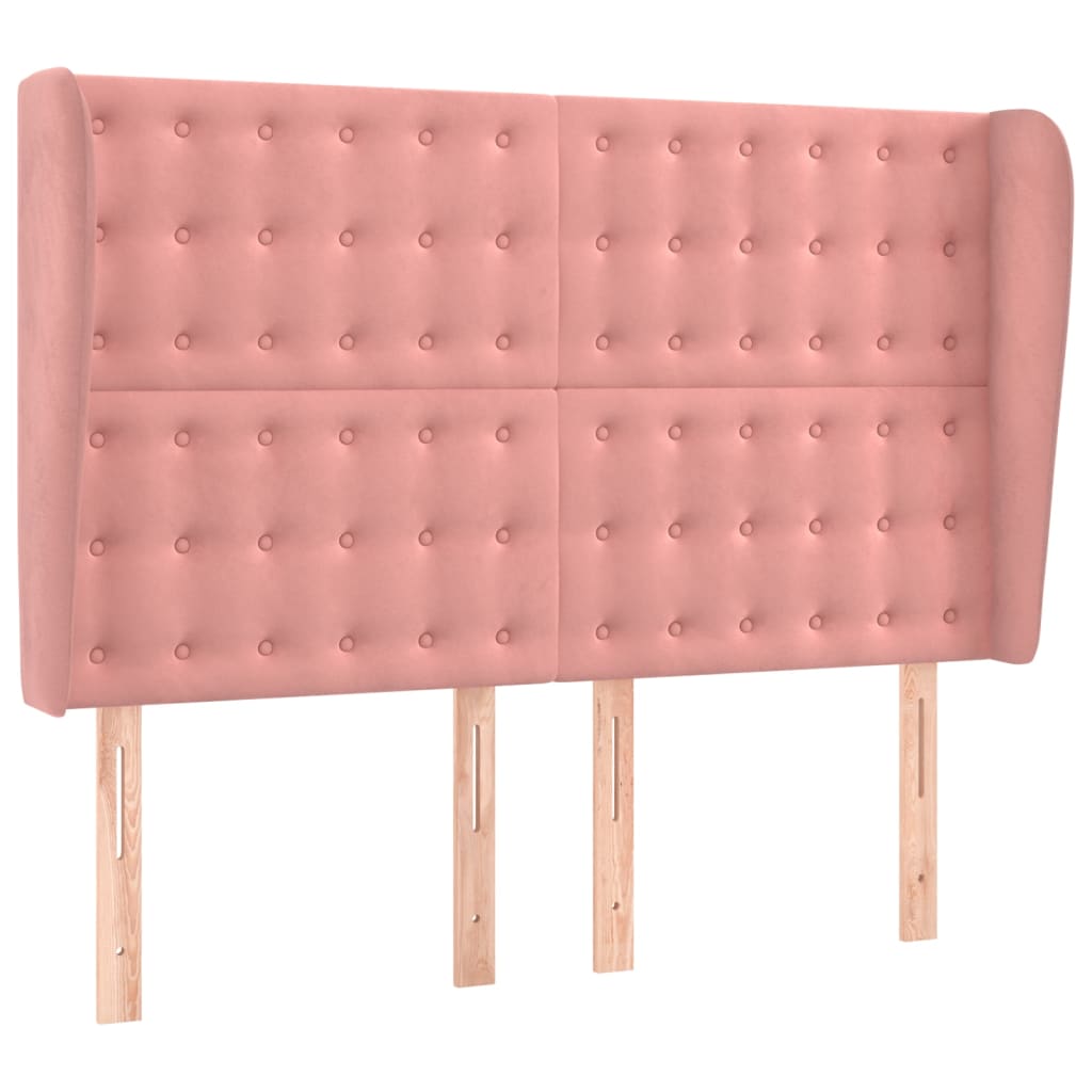vidaXL Κρεβάτι Boxspring με Στρώμα & LED Ροζ 140x200 εκ. Βελούδινο