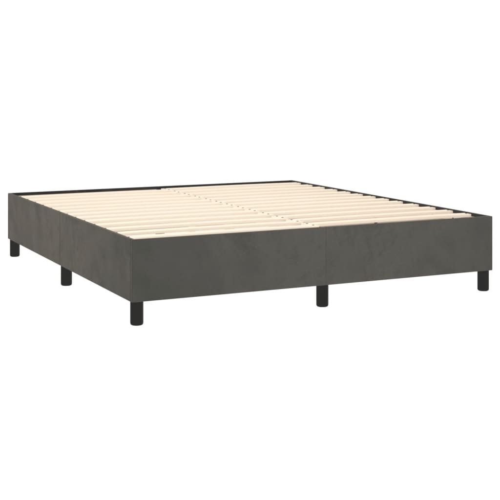 vidaXL Κρεβάτι Boxspring με Στρώμα & LED Σκ. Γκρι 160x200εκ. Βελούδινο