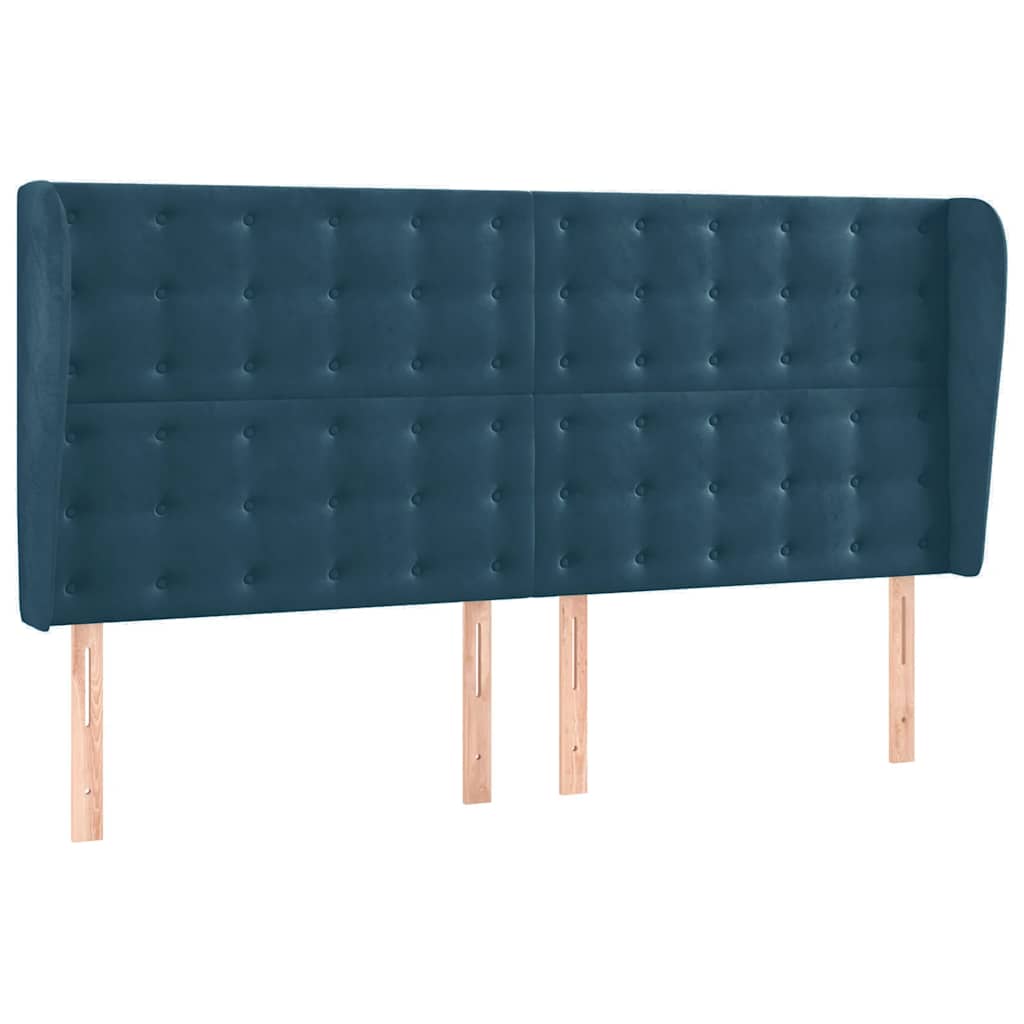 vidaXL Κρεβάτι Boxspring με Στρώμα & LED Σκ. Μπλε 160x200εκ. Βελούδινο