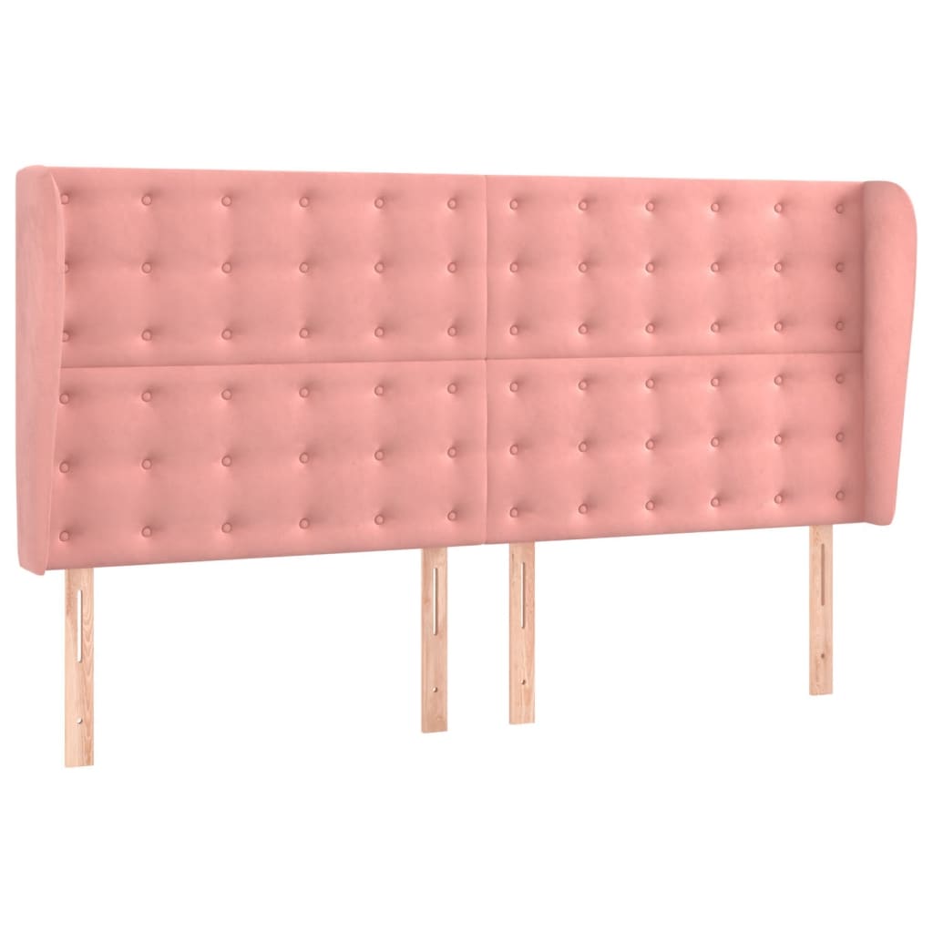 vidaXL Κρεβάτι Boxspring με Στρώμα & LED Ροζ 160x200 εκ. Βελούδινο