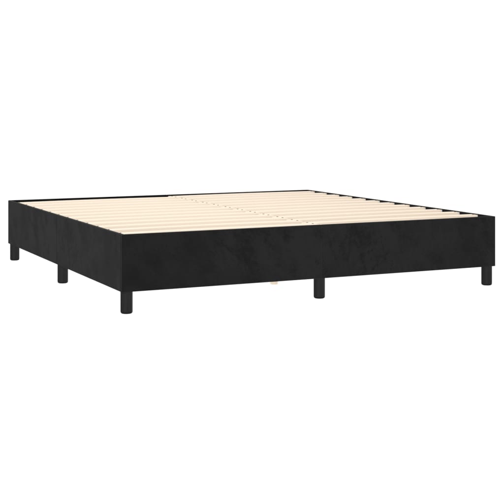 vidaXL Κρεβάτι Boxspring με Στρώμα & LED Μαύρο 200x200 εκ. Βελούδινο