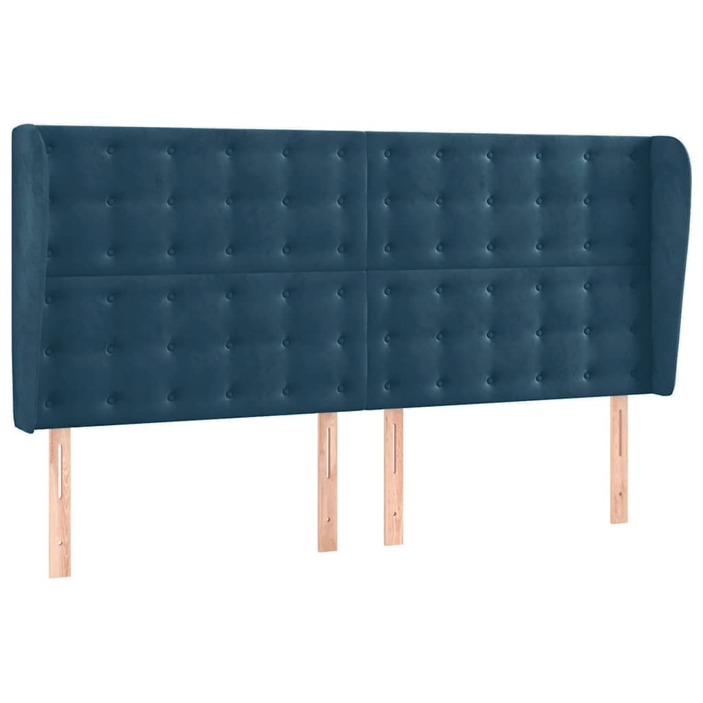 vidaXL Κρεβάτι Boxspring με Στρώμα & LED Σκ. Μπλε 200x200εκ. Βελούδινο