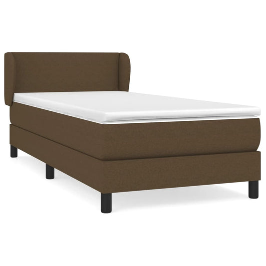 vidaXL Κρεβάτι Boxspring με Στρώμα Σκούρο Καφέ 90x190 εκ. Υφασμάτινο
