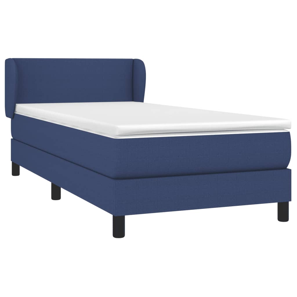 vidaXL Κρεβάτι Boxspring με Στρώμα Μπλε 90x190 εκ.Υφασμάτινο
