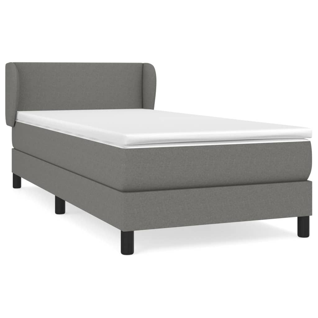 vidaXL Κρεβάτι Boxspring με Στρώμα Σκούρο Γκρι 90x200 εκ. Υφασμάτινο