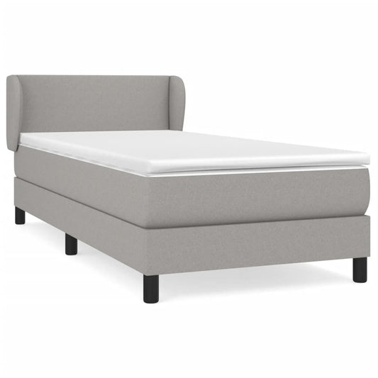 vidaXL Κρεβάτι Boxspring με Στρώμα Ανοιχτό Γκρι 100x200 εκ. Υφασμάτινο
