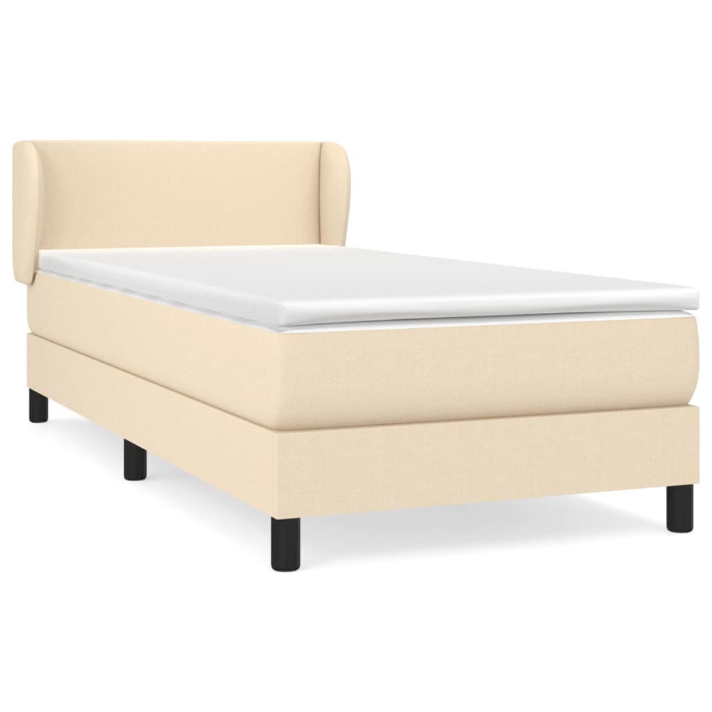 vidaXL Κρεβάτι Boxspring με Στρώμα Κρεμ 100 x 200 εκ. Υφασμάτινο
