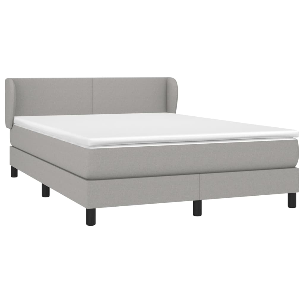 vidaXL Κρεβάτι Boxspring με Στρώμα Ανοιχτό Γκρι 140x190 εκ. Υφασμάτινο