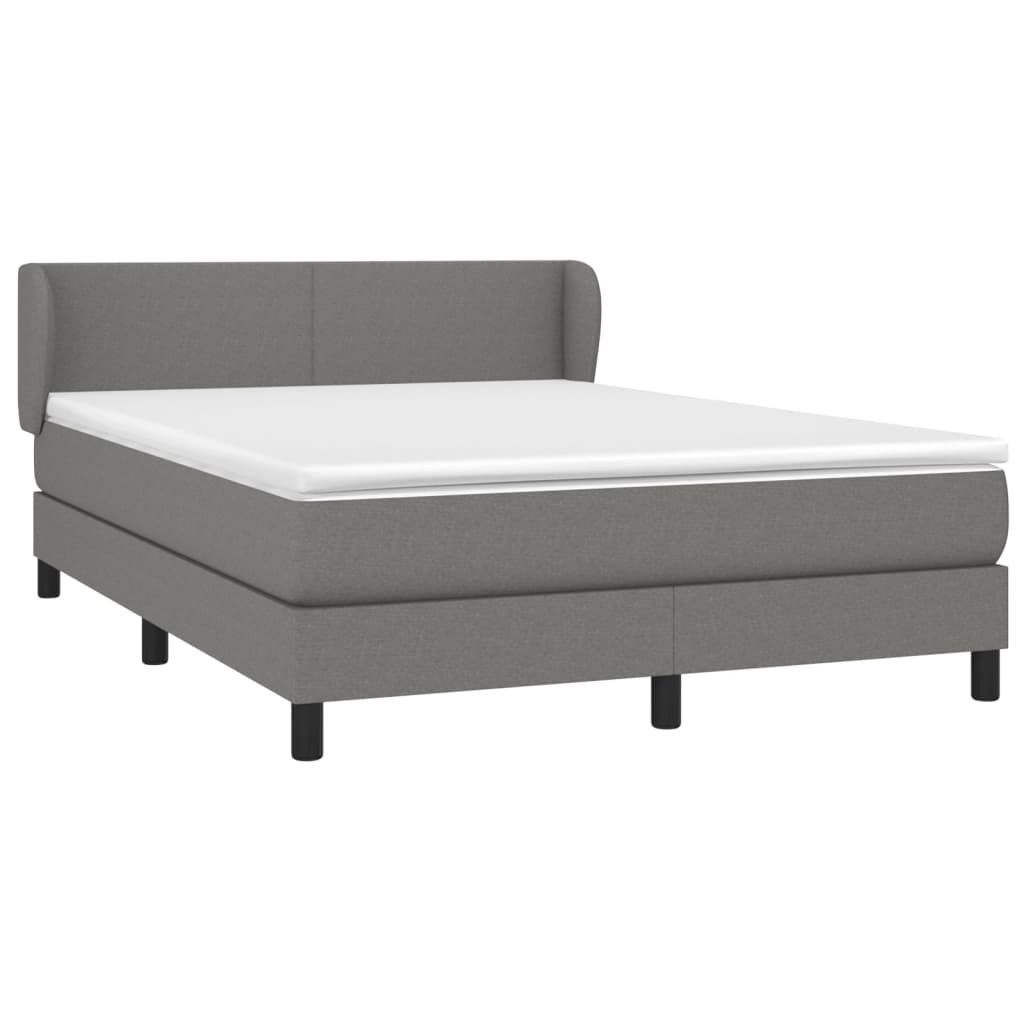 vidaXL Κρεβάτι Boxspring με Στρώμα Σκούρο Γκρι 140x190 εκ. Υφασμάτινο
