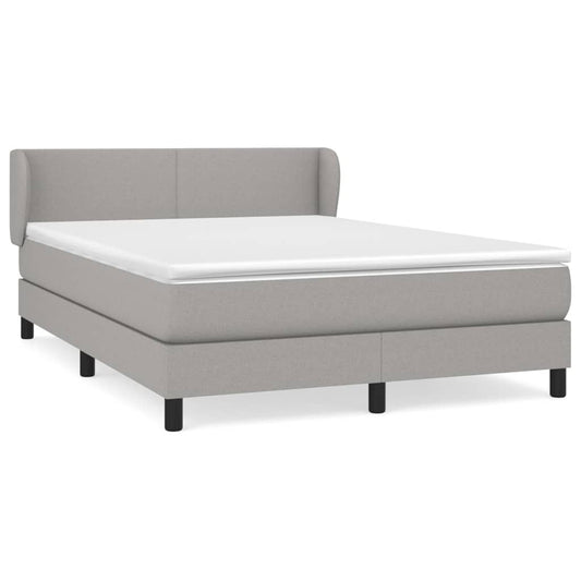 vidaXL Κρεβάτι Boxspring με Στρώμα Ανοιχτό Γκρι 140x200 εκ. Υφασμάτινο