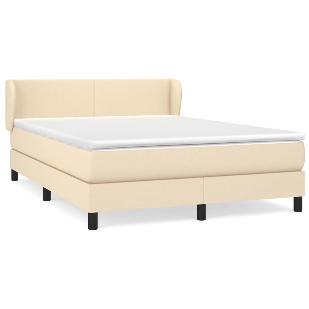 vidaXL Κρεβάτι Boxspring με Στρώμα Κρεμ 140x200 εκ. Υφασμάτινο