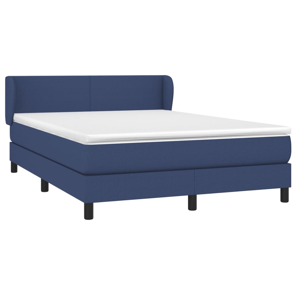 vidaXL Κρεβάτι Boxspring με Στρώμα Μπλε 140x200 εκ. Υφασμάτινο