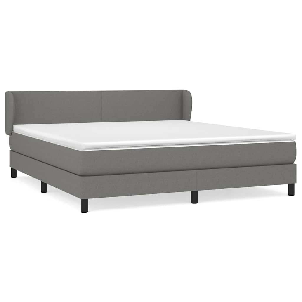 vidaXL Κρεβάτι Boxspring με Στρώμα Σκούρο Γκρι 160x200 εκ Υφασμάτινο
