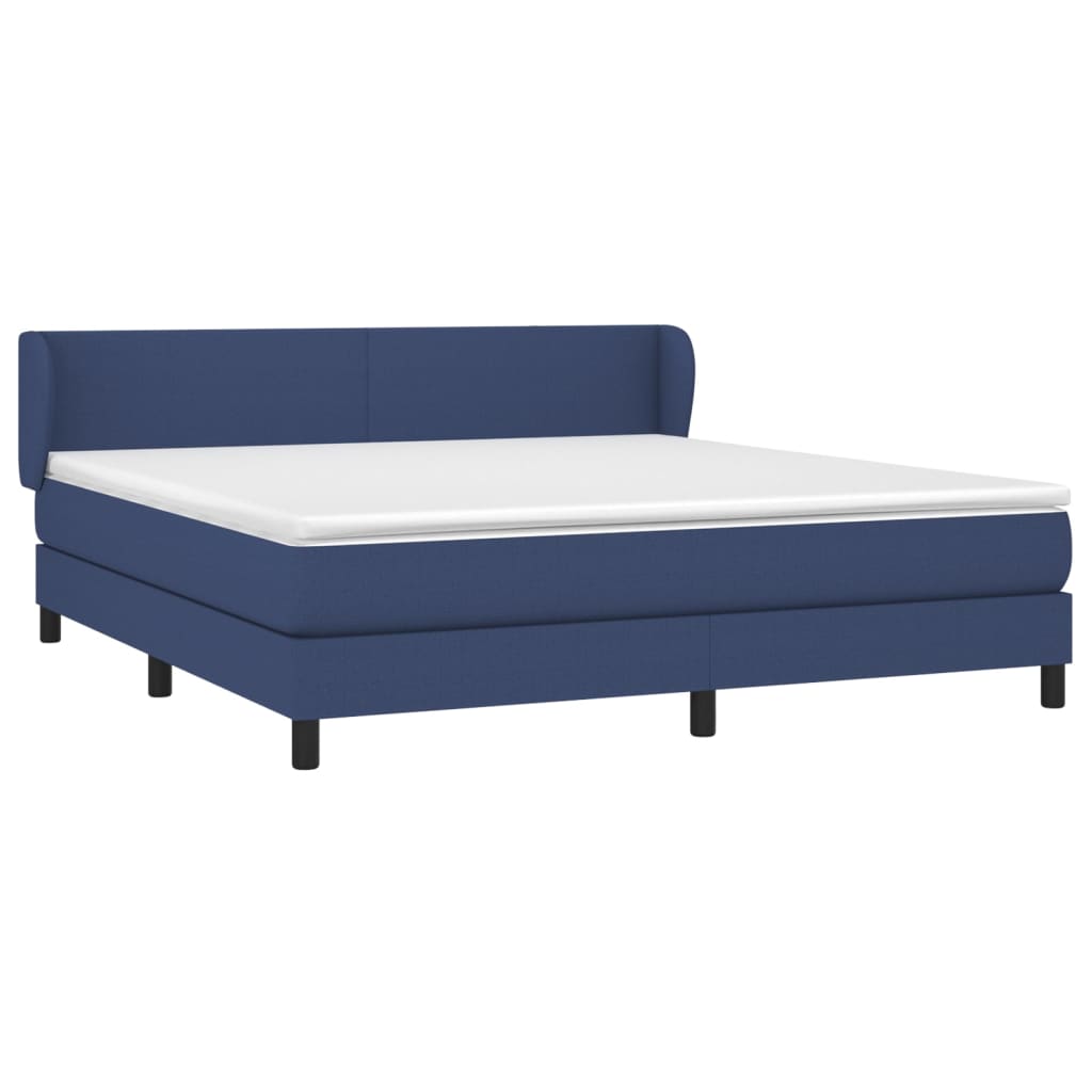 vidaXL Κρεβάτι Boxspring με Στρώμα Μπλε 160x200 εκ. Υφασμάτινο