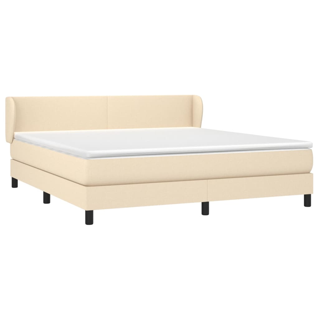 vidaXL Κρεβάτι Boxspring με Στρώμα Κρεμ 180x200 εκ. Υφασμάτινο