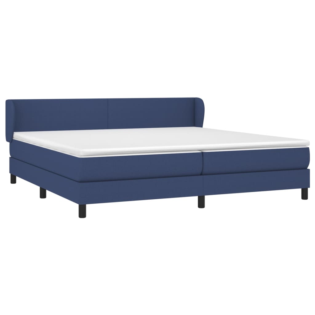 vidaXL Κρεβάτι Boxspring με Στρώμα Μπλε 200x200 εκ. Υφασμάτινο