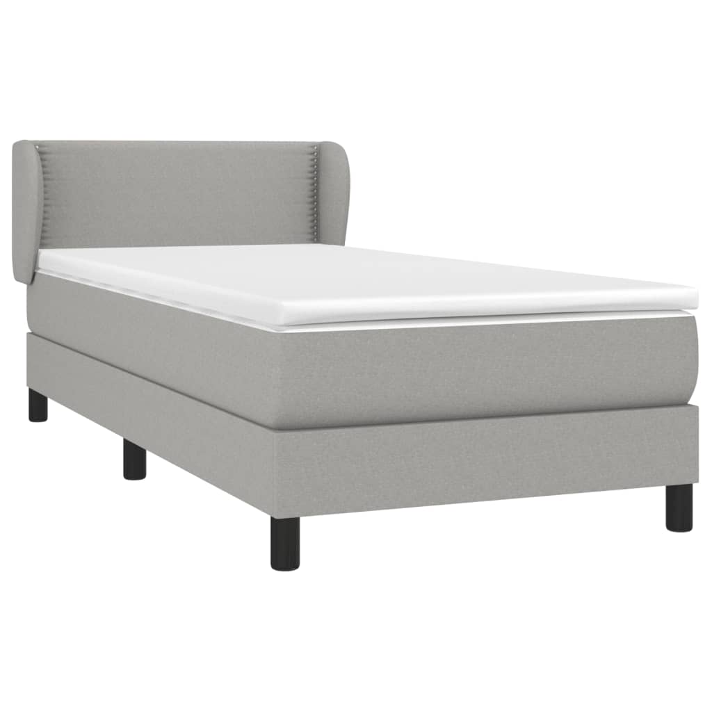 vidaXL Κρεβάτι Boxspring με Στρώμα Ανοιχτό Γκρι 90x200 εκ. Υφασμάτινο