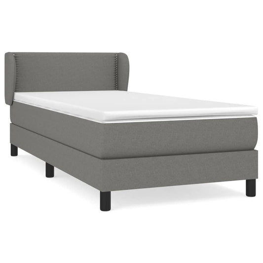 vidaXL Κρεβάτι Boxspring με Στρώμα Σκούρο Γκρι 90x200 εκ. Υφασμάτινο