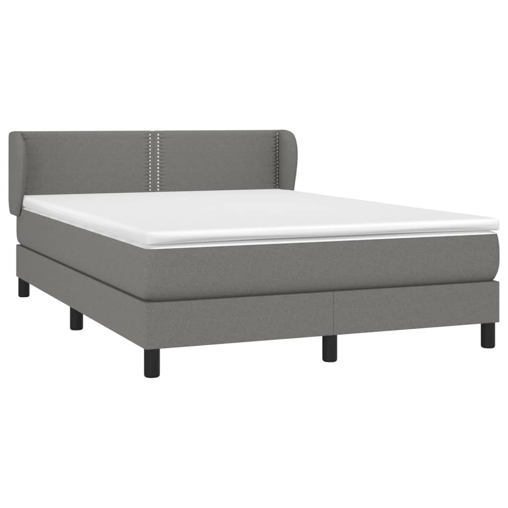 vidaXL Κρεβάτι Boxspring με Στρώμα Σκούρο Γκρι 140x190 εκ. Υφασμάτινο