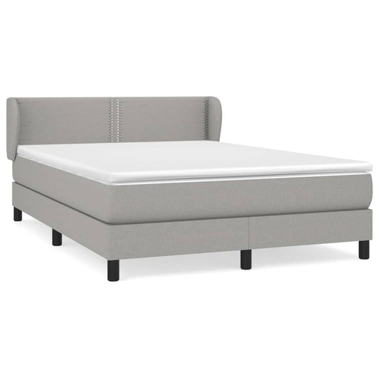 vidaXL Κρεβάτι Boxspring με Στρώμα Ανοιχτό Γκρι 140x200 εκ. Υφασμάτινο