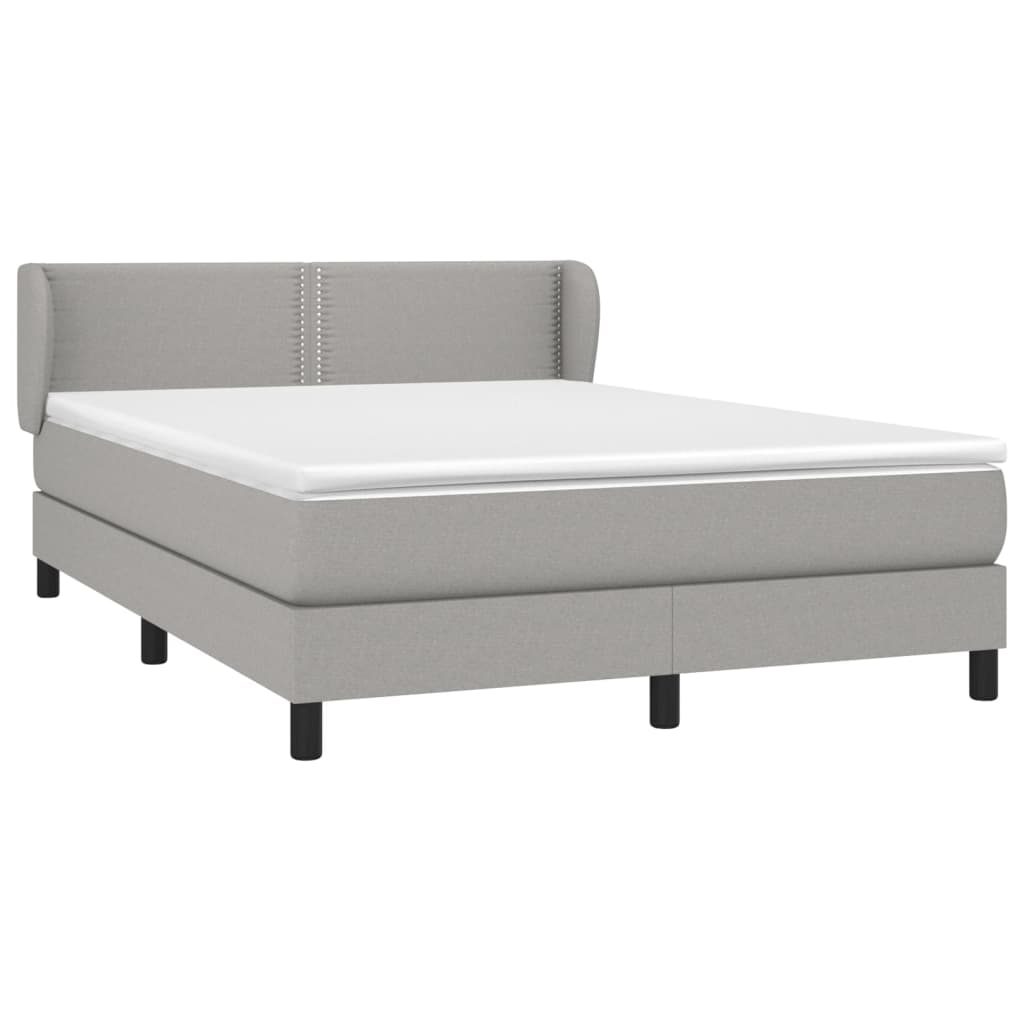 vidaXL Κρεβάτι Boxspring με Στρώμα Ανοιχτό Γκρι 140x200 εκ. Υφασμάτινο