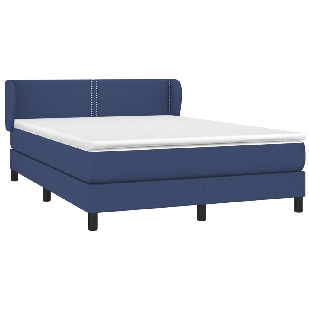 vidaXL Κρεβάτι Boxspring με Στρώμα Μπλε 140x200 εκ. Υφασμάτινο