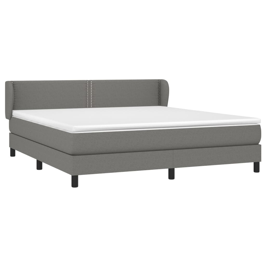 vidaXL Κρεβάτι Boxspring με Στρώμα Σκούρο Γκρι 180x200 εκ Υφασμάτιν