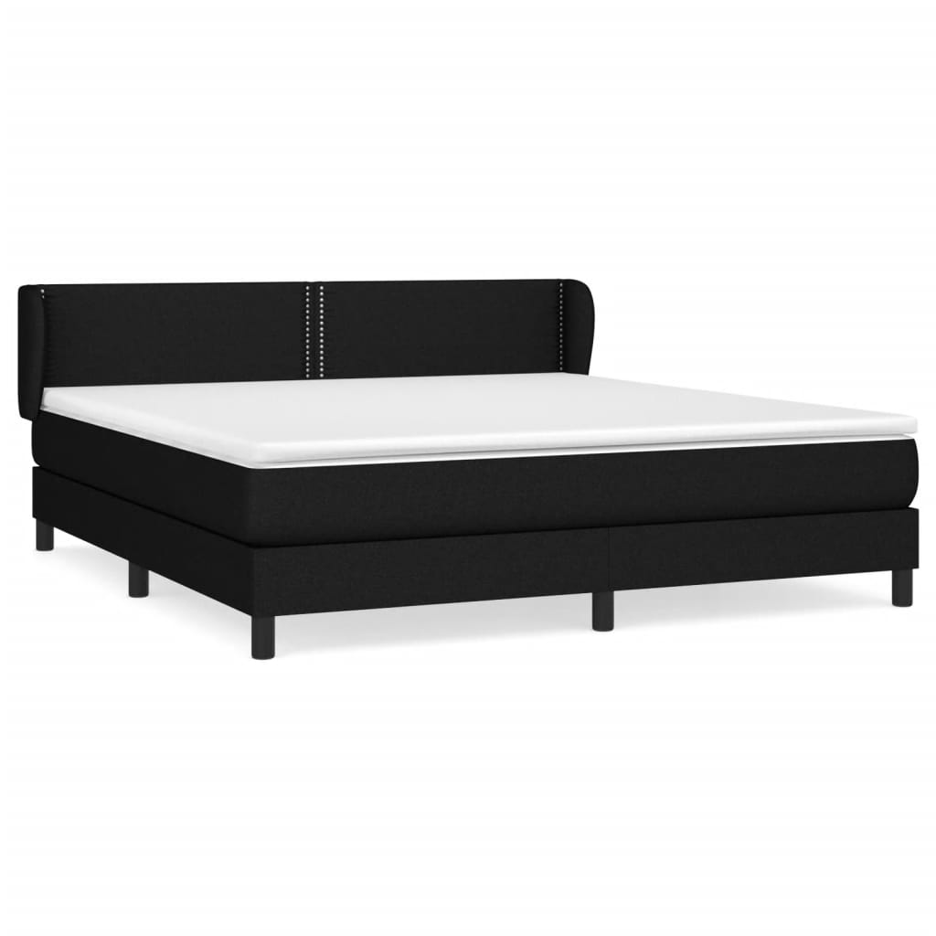 vidaXL Κρεβάτι Boxspring με Στρώμα Μαύρο 180x200 εκ. Υφασμάτινο
